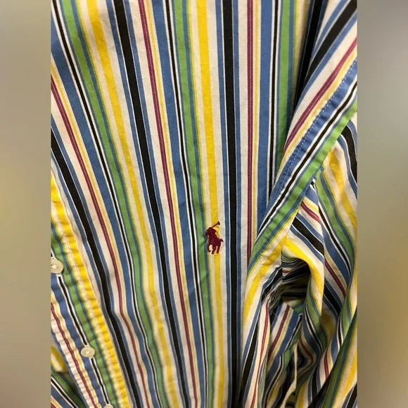 Vintage Ralph Lauren Stripe Classic fit Dress Shirt 100% Cotton XL - Picture 3 of 7